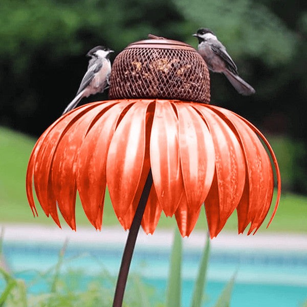 Metal Flower Bird Feeder Station, 78cm Garden Feeder