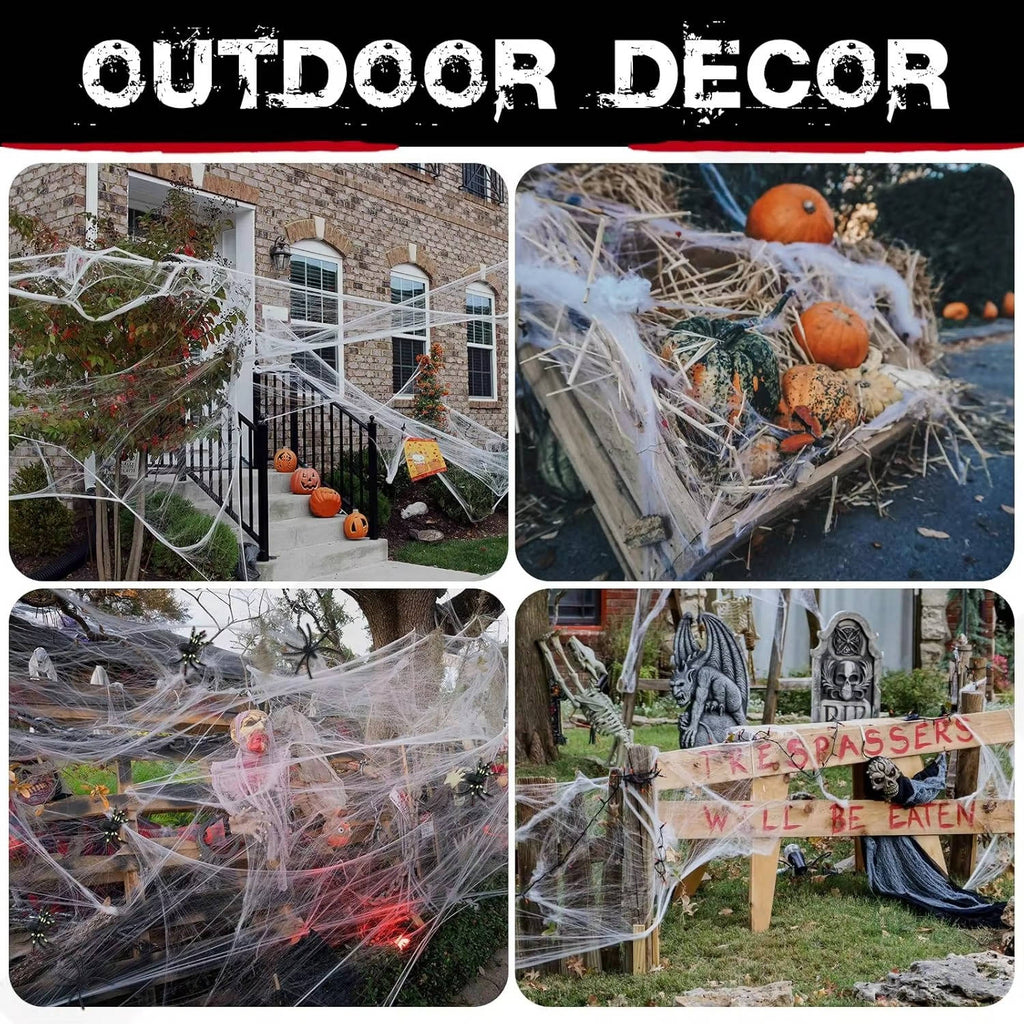 Stretch Spider Web Halloween Set, 18 sq m with 9 Spiders