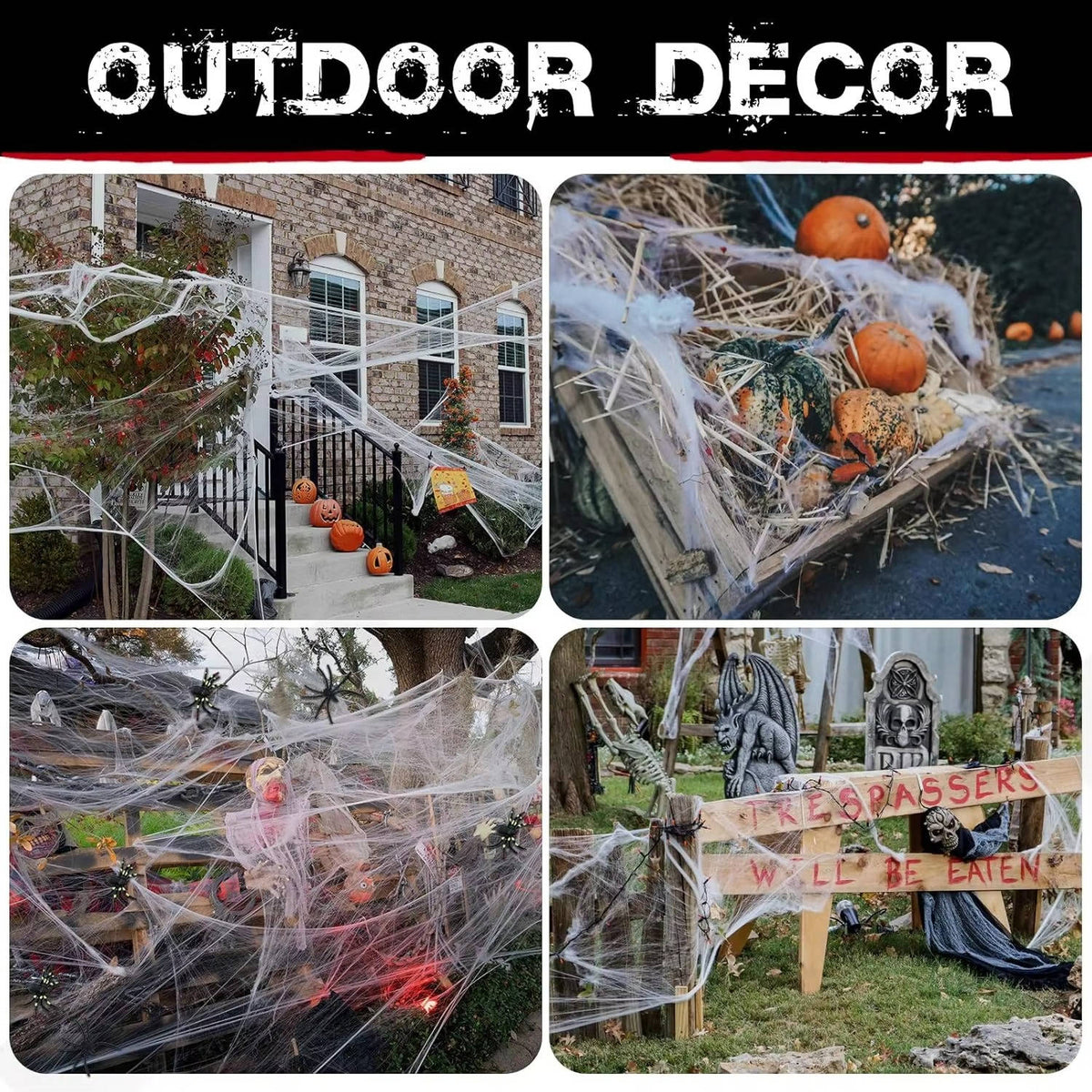 Stretch Spider Web Halloween Set, 18 sq m with 9 Spiders