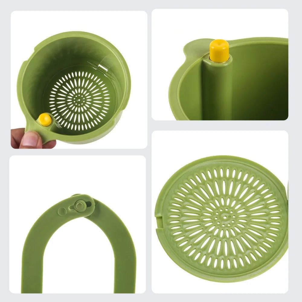 Hanging Sink Drain Basket 20x14x13cm, BPA-Free, One-Click Empty