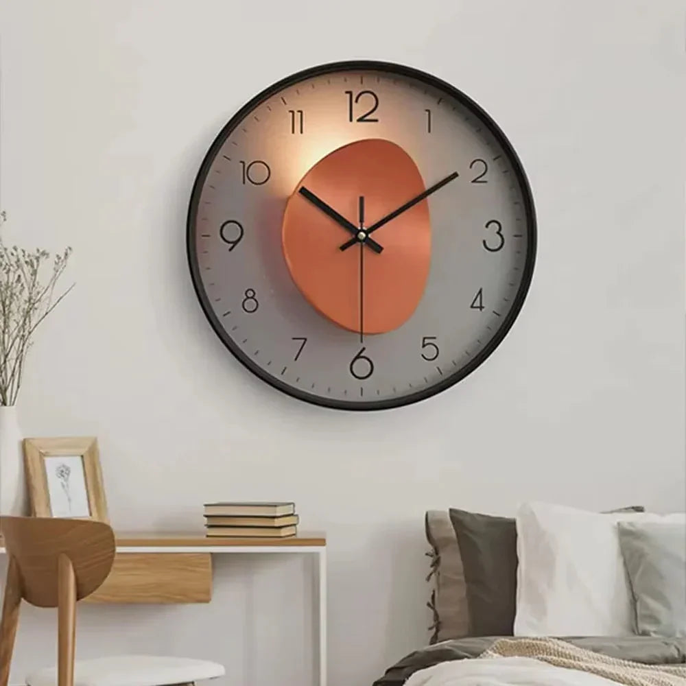 Silent Quartz Wall Clock 20cm with Glass Lens and Metal Hands
