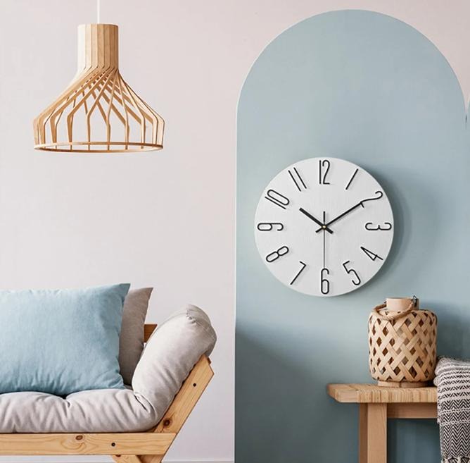 Silent Quartz Wall Clock 30cm, Minimal Design, 7 Colours