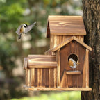 Rustic Hanging Wooden Bird House with Six Entrance Holes