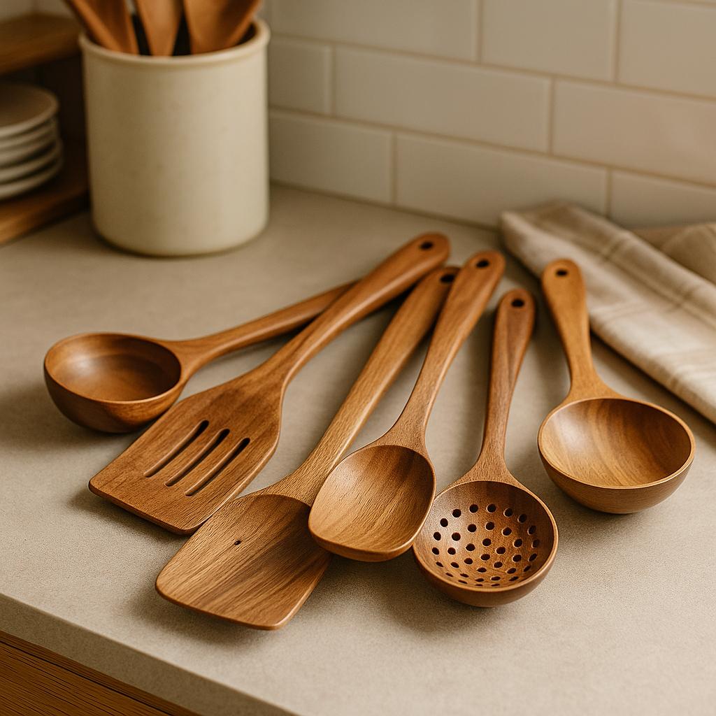 Acacia Wood Kitchen Utensil Set, 5, 7 or 10 Pieces