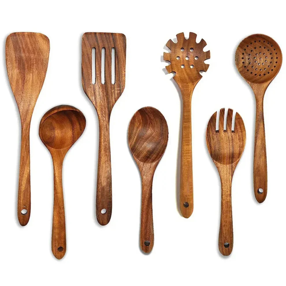 Acacia Wood Kitchen Utensil Set, 5, 7 or 10 Pieces