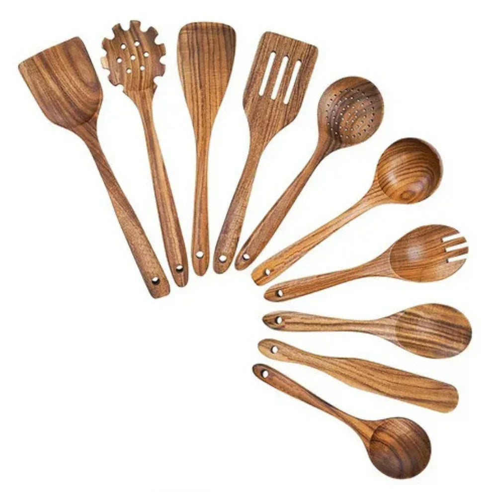 Acacia Wood Kitchen Utensil Set, 5, 7 or 10 Pieces
