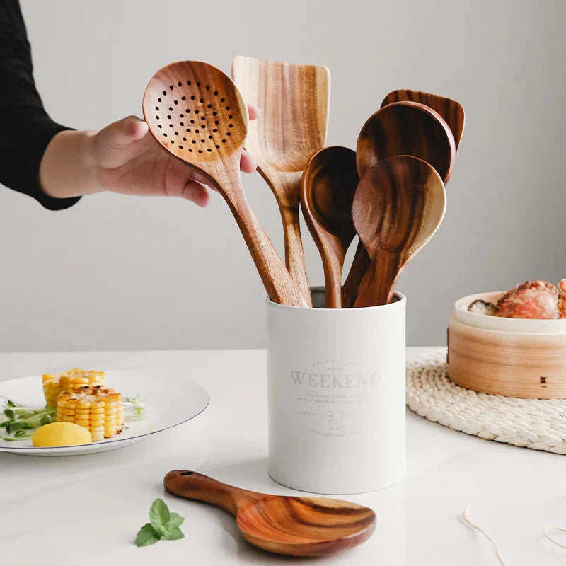Acacia Wood Kitchen Utensil Set, 5, 7 or 10 Pieces