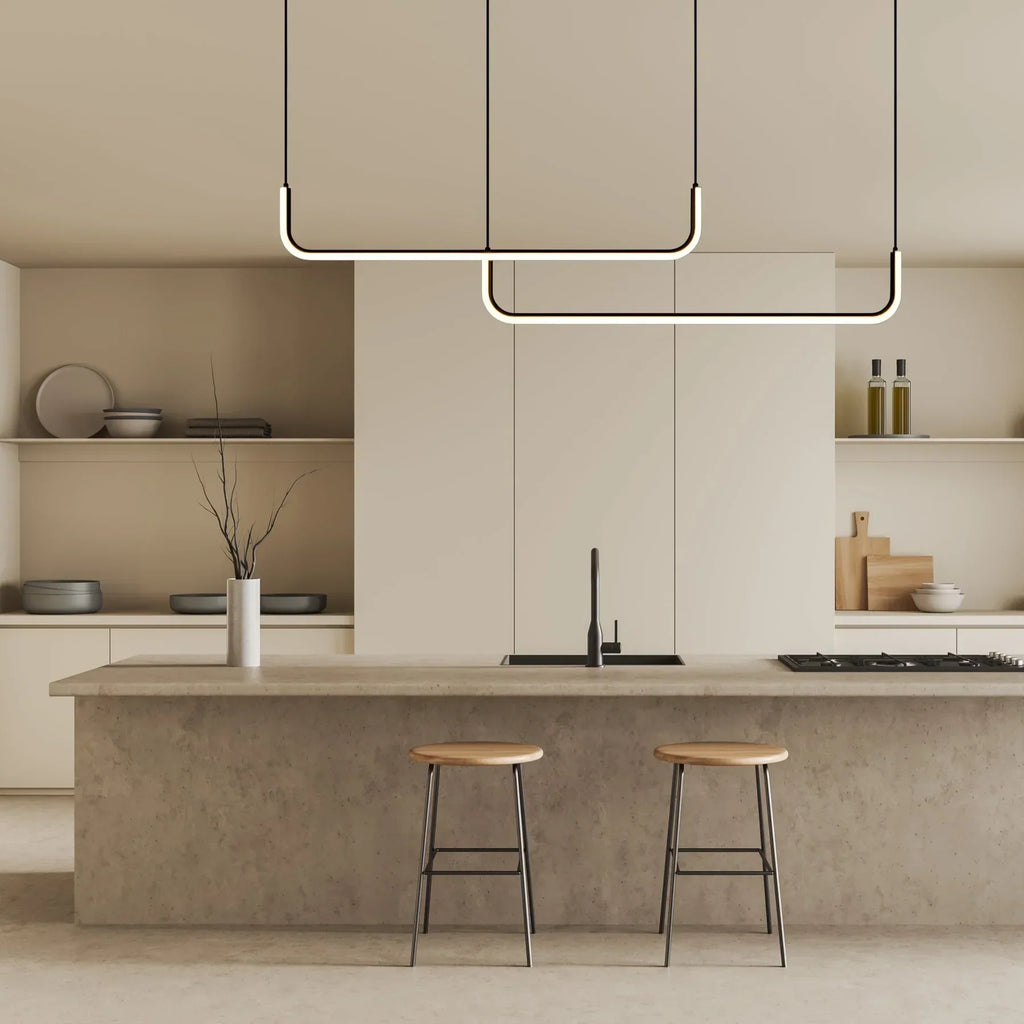Black Metal Bar Pendant Light, Integrated LED 3000K
