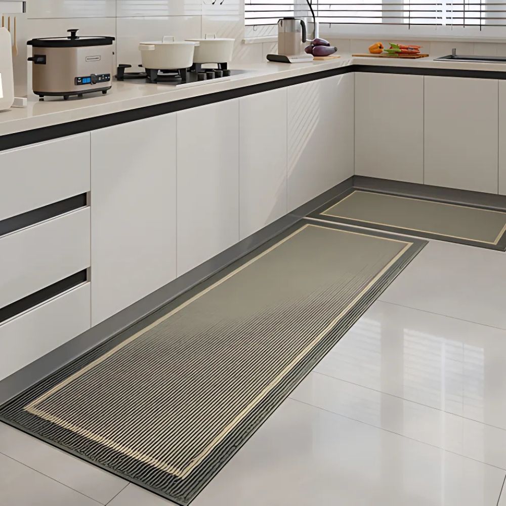 Anti-Slip Bordered Kitchen Rug in Polypropylene, 2 Sizes