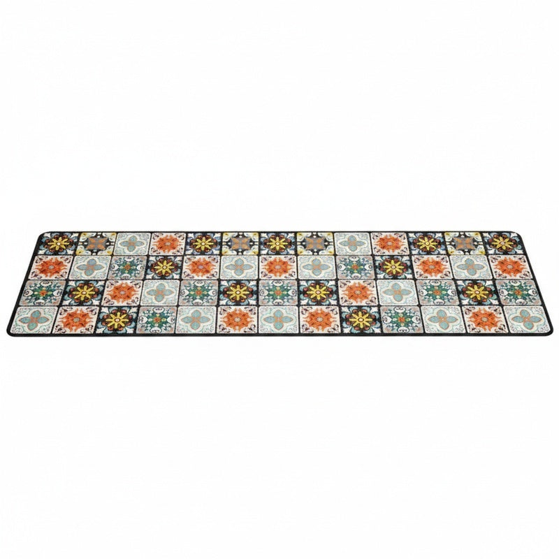 Anti-Slip Kitchen Rug Set with Tile Pattern, Machine Washable