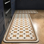 Anti-Slip Kitchen Rug Set with Tile Pattern, Machine Washable