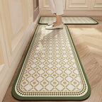 Anti-Slip Kitchen Rug Set with Tile Pattern, Machine Washable