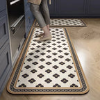 Anti-Slip Kitchen Rug Set with Tile Pattern, Machine Washable