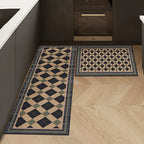Anti-Slip Kitchen Rug Set with Tile Pattern, Machine Washable