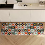 Anti-Slip Kitchen Rug Set with Tile Pattern, Machine Washable