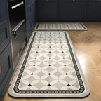 Anti-Slip Kitchen Rug Set with Tile Pattern, Machine Washable