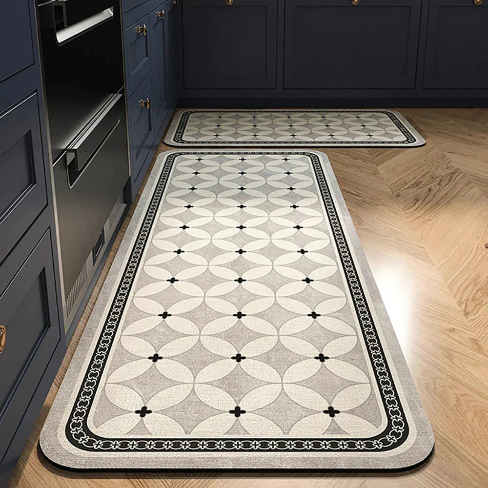 Anti-Slip Kitchen Rug Set with Tile Pattern, Machine Washable