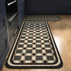 Anti-Slip Kitchen Rug Set with Tile Pattern, Machine Washable