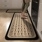 Anti-Slip Kitchen Rug Set with Tile Pattern, Machine Washable