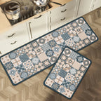 Anti-Slip Kitchen Rug Set with Tile Pattern, Machine Washable