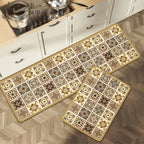 Anti-Slip Kitchen Rug Set with Tile Pattern, Machine Washable