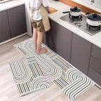 Anti-Slip Kitchen Rug Set with Tile Pattern, Machine Washable