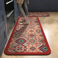 Anti-Slip Kitchen Rug Set with Tile Pattern, Machine Washable