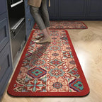 Anti-Slip Kitchen Rug Set with Tile Pattern, Machine Washable
