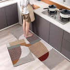 Anti-Slip Kitchen Rug Set with Tile Pattern, Machine Washable