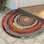 Boho Mandala Half-Round Doormat with Non-Slip Backing