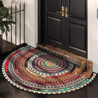 Boho Mandala Half-Round Doormat with Non-Slip Backing