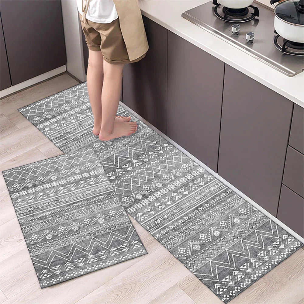 Non-Slip Kitchen Runner Rug with Tile Pattern