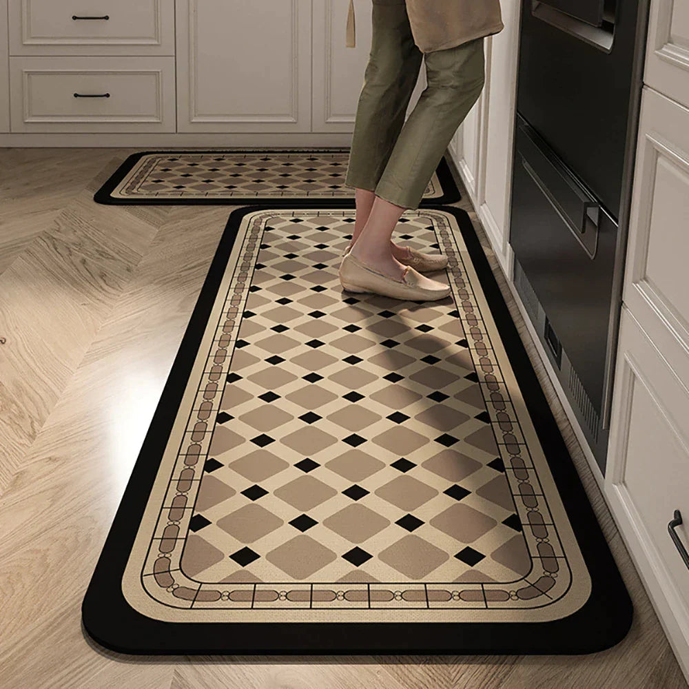 Non-Slip Kitchen Runner Rug with Tile Pattern