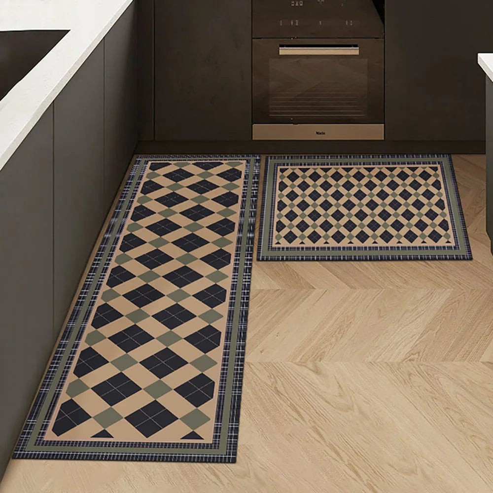 Non-Slip Kitchen Runner Rug with Tile Pattern