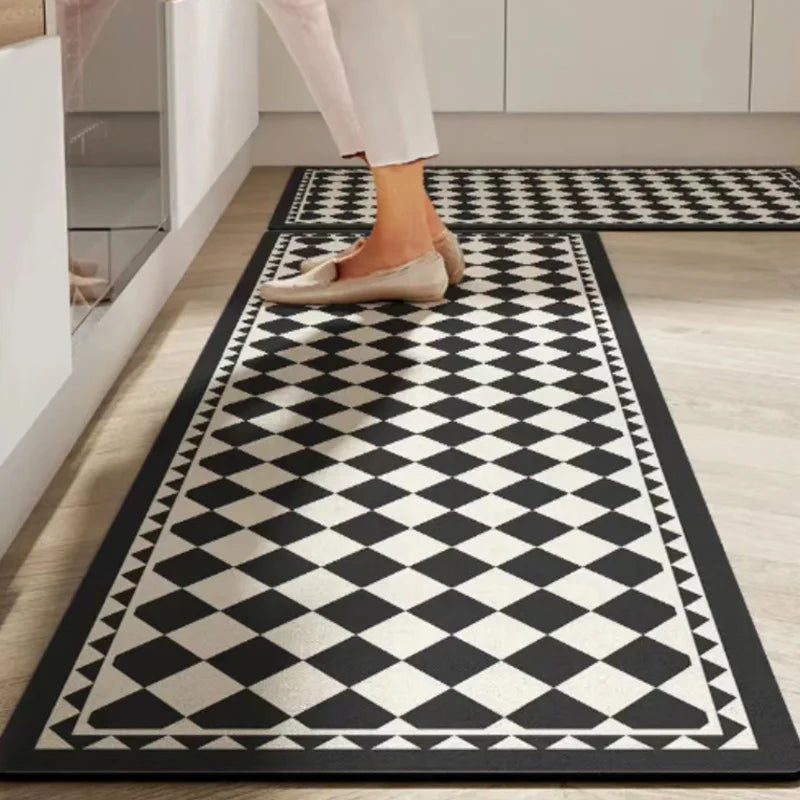 Non-Slip Kitchen Runner Rug with Tile Pattern