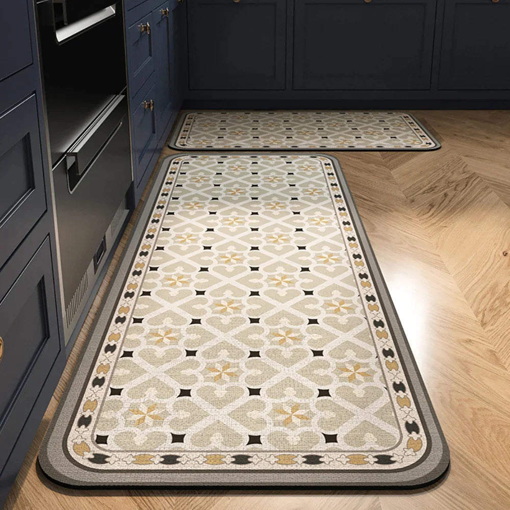 Non-Slip Kitchen Runner Rug with Tile Pattern