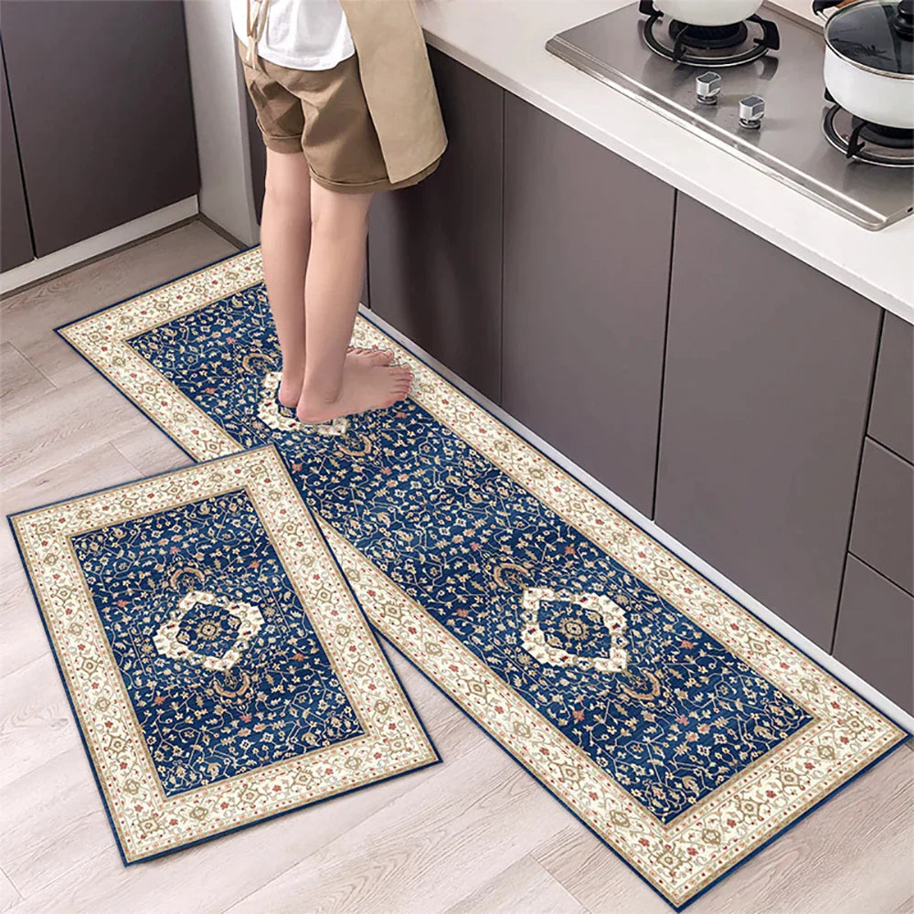 Non-Slip Kitchen Runner Rug with Tile Pattern