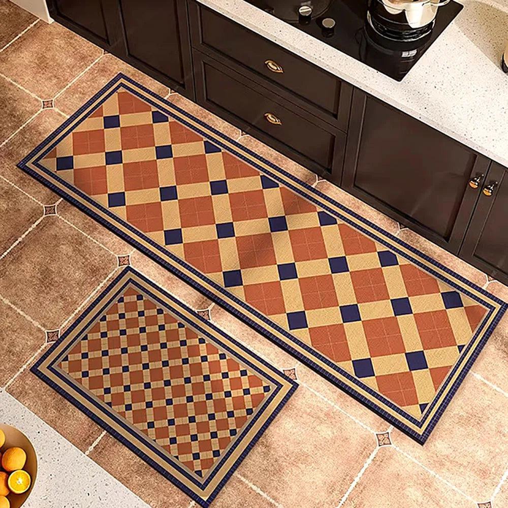 Non-Slip Kitchen Runner Rug with Tile Pattern
