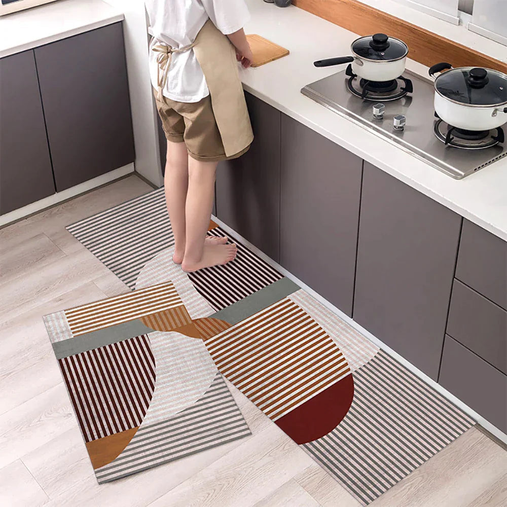 Non-Slip Kitchen Runner Rug with Tile Pattern