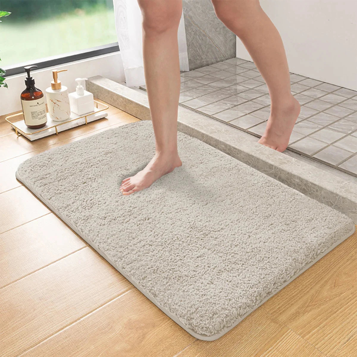 Long Pile Anti-Slip Bath Mat, Highly Absorbent