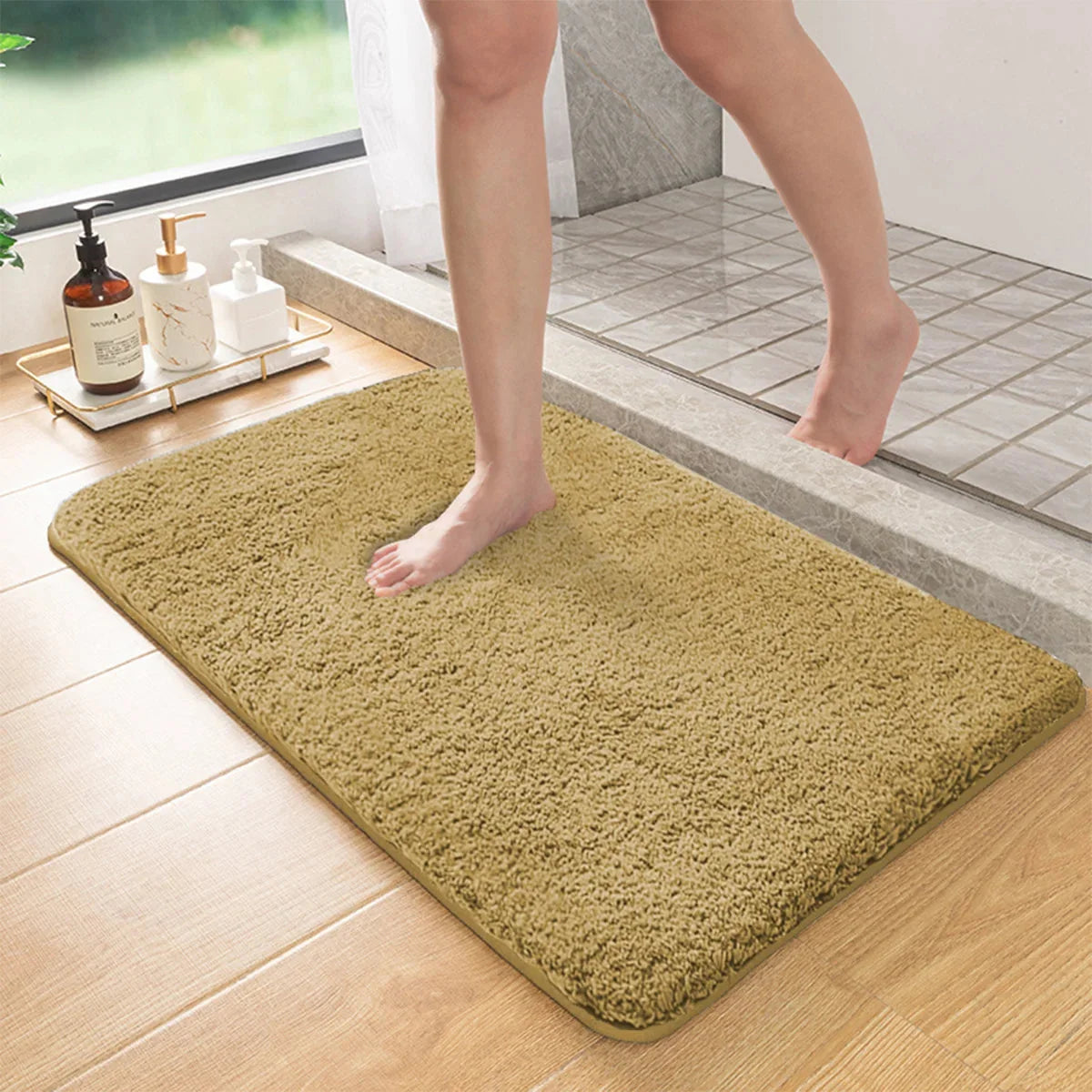 Long Pile Anti-Slip Bath Mat, Highly Absorbent