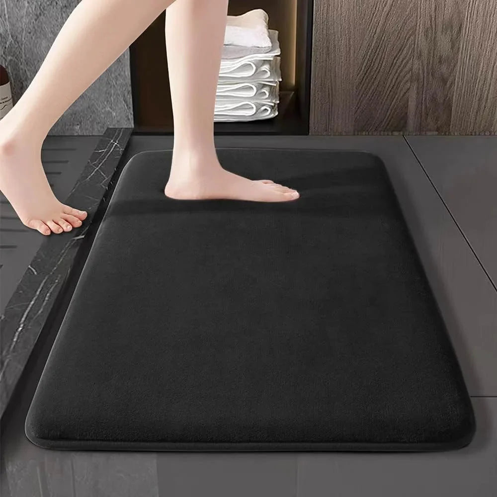 Memory Foam Bath Mat with Velvet Top and Non-Slip PVC Base