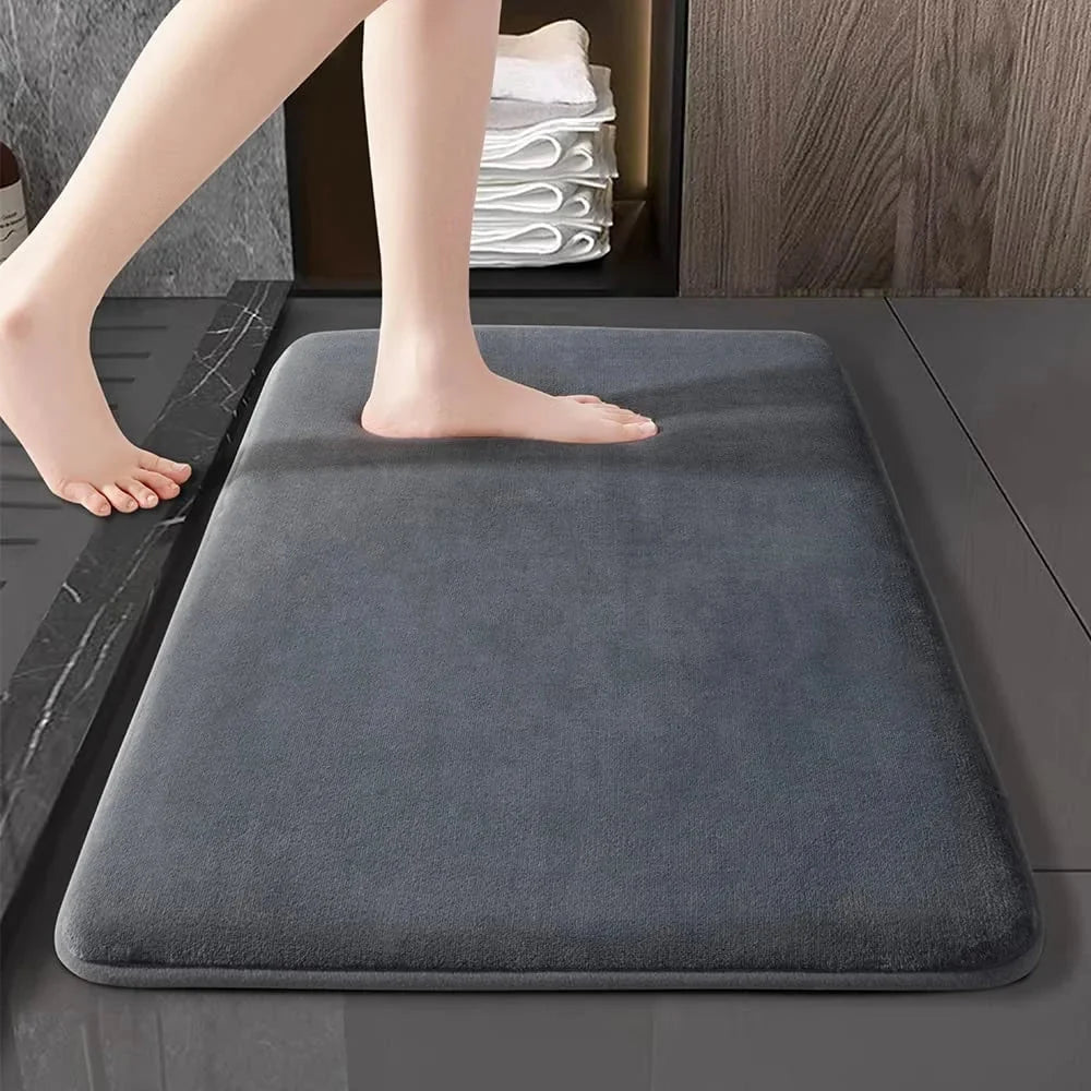 Memory Foam Bath Mat with Velvet Top and Non-Slip PVC Base