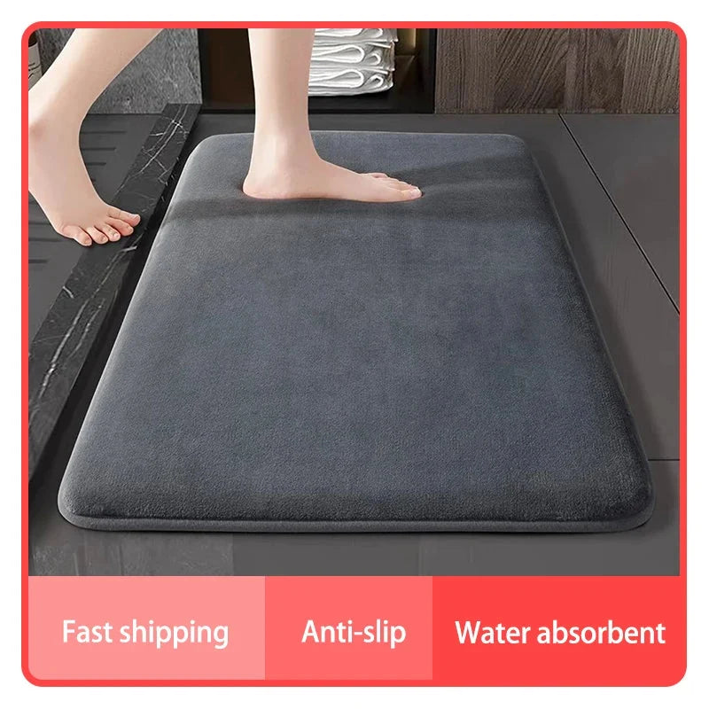 Memory Foam Bath Mat with Velvet Top and Non-Slip PVC Base