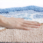 Coastal Bath Mat with Wave Pattern and Non-Slip Mesh