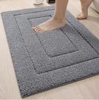 Non-Slip Microfibre Bath Mat with Bordered Rectangle Design