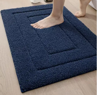 Non-Slip Microfibre Bath Mat with Bordered Rectangle Design