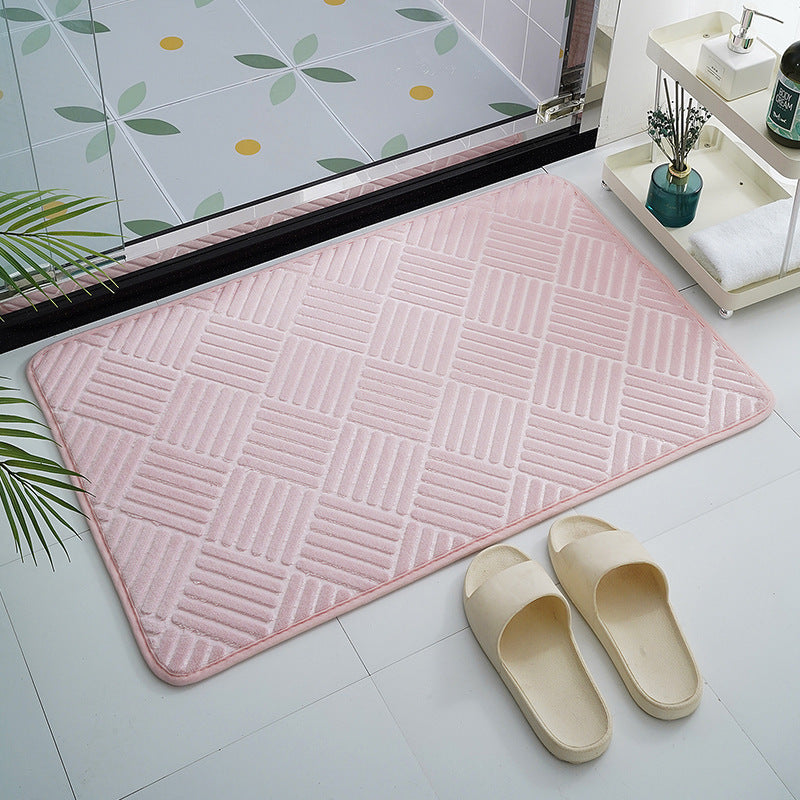 Embossed Geometric Bath Mat with Anti-Slip Backing