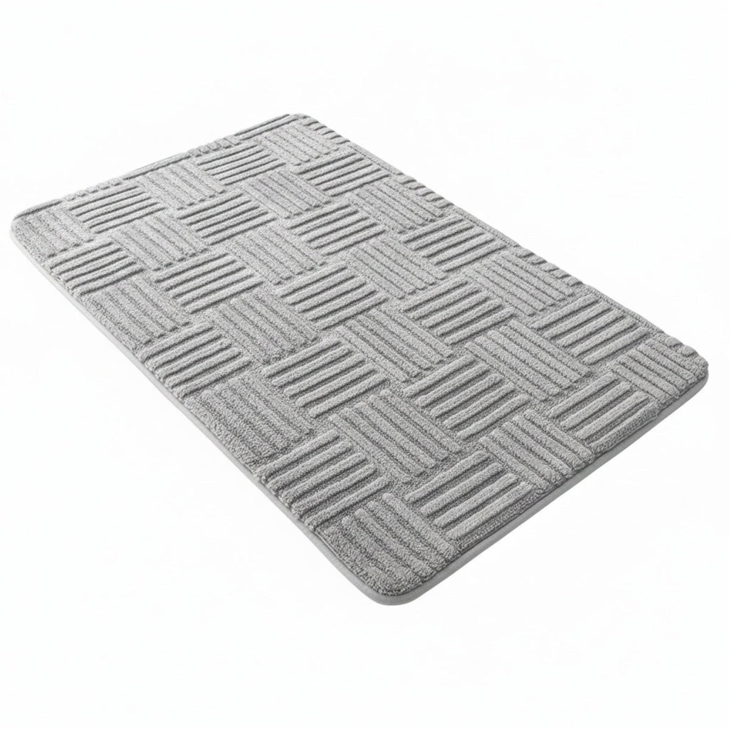 Embossed Geometric Bath Mat with Anti-Slip Backing