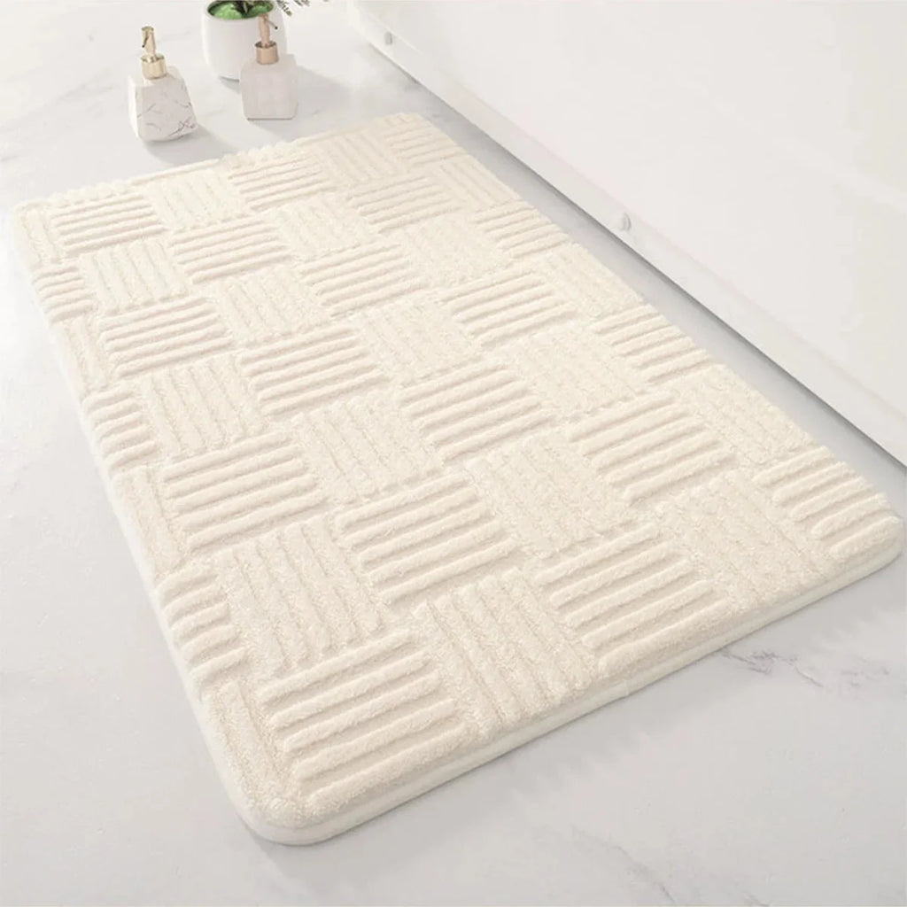 Embossed Geometric Bath Mat with Anti-Slip Backing